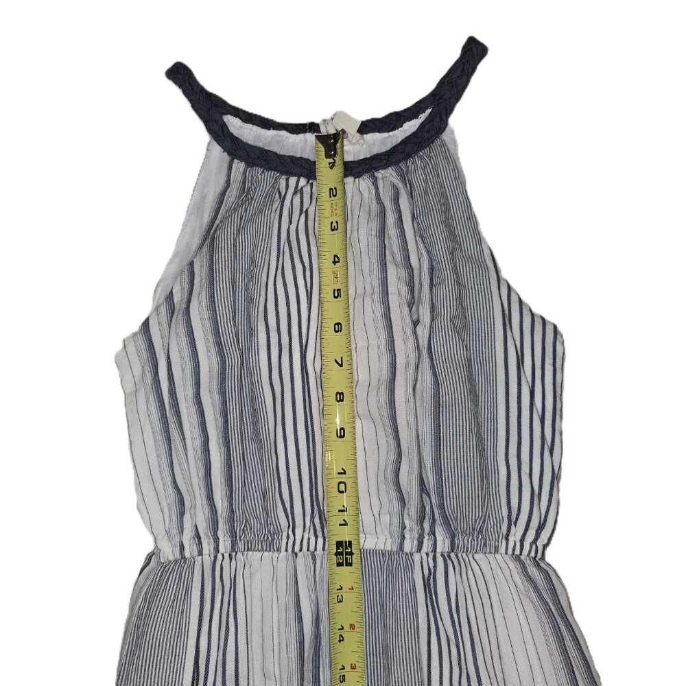 Japna Blue & White Halter Maxi Dress Ruffled Hem Elastic Waist UnderSkirt Sz M - Picture 10 of 12